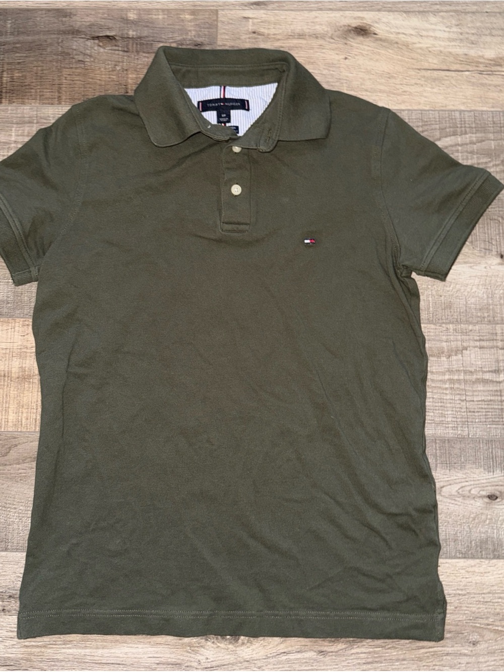 Tommy Hilfiger Men's Olive Green Polo Shirt slim fit size small